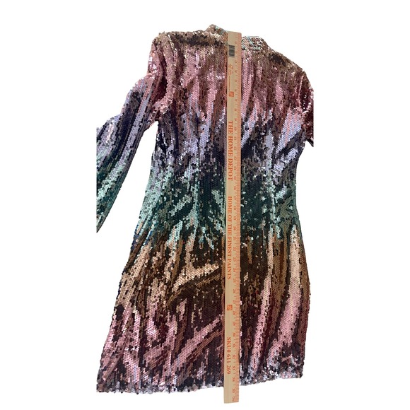 Aidan Mattox Sequin Party Long Sleeve Dress Size 4 Ombre Rose Gold Mini NWT‎ - Picture 11 of 12